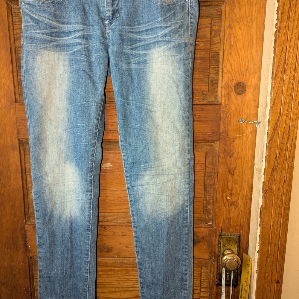 Bongo Skinny Jeans Womens 13 Light‎ Wash Whiskered Faded Denim Stretch Mid Rise